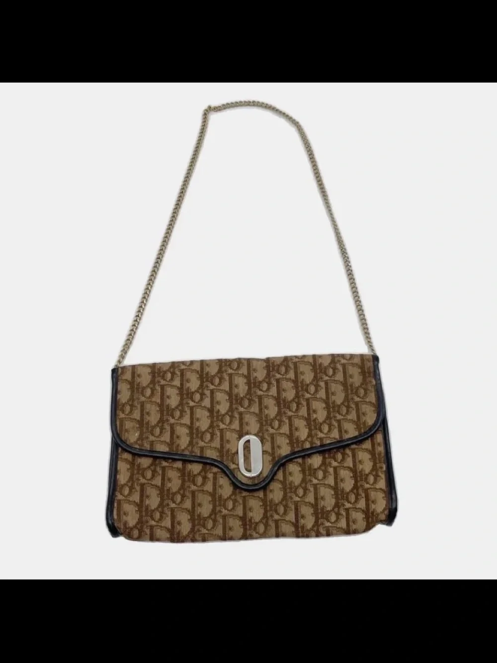 Dior Brown Monogram Shoulder Bag with Chain Strap